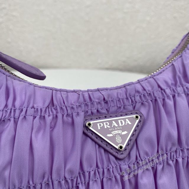 prada女包 普拉達2020專櫃最新款 1NE204 Prada nylon 皺褶Hobo手拎包 Prada復古風腋下包  pyd2299